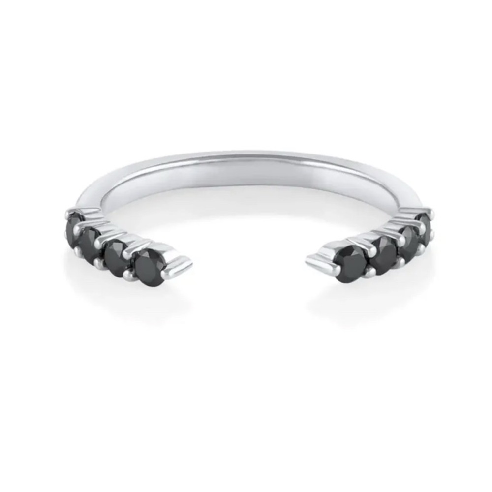 Marrow Fine Jewelry Black Diamond Cosmic Light Open Shank Band | 14k White Gold